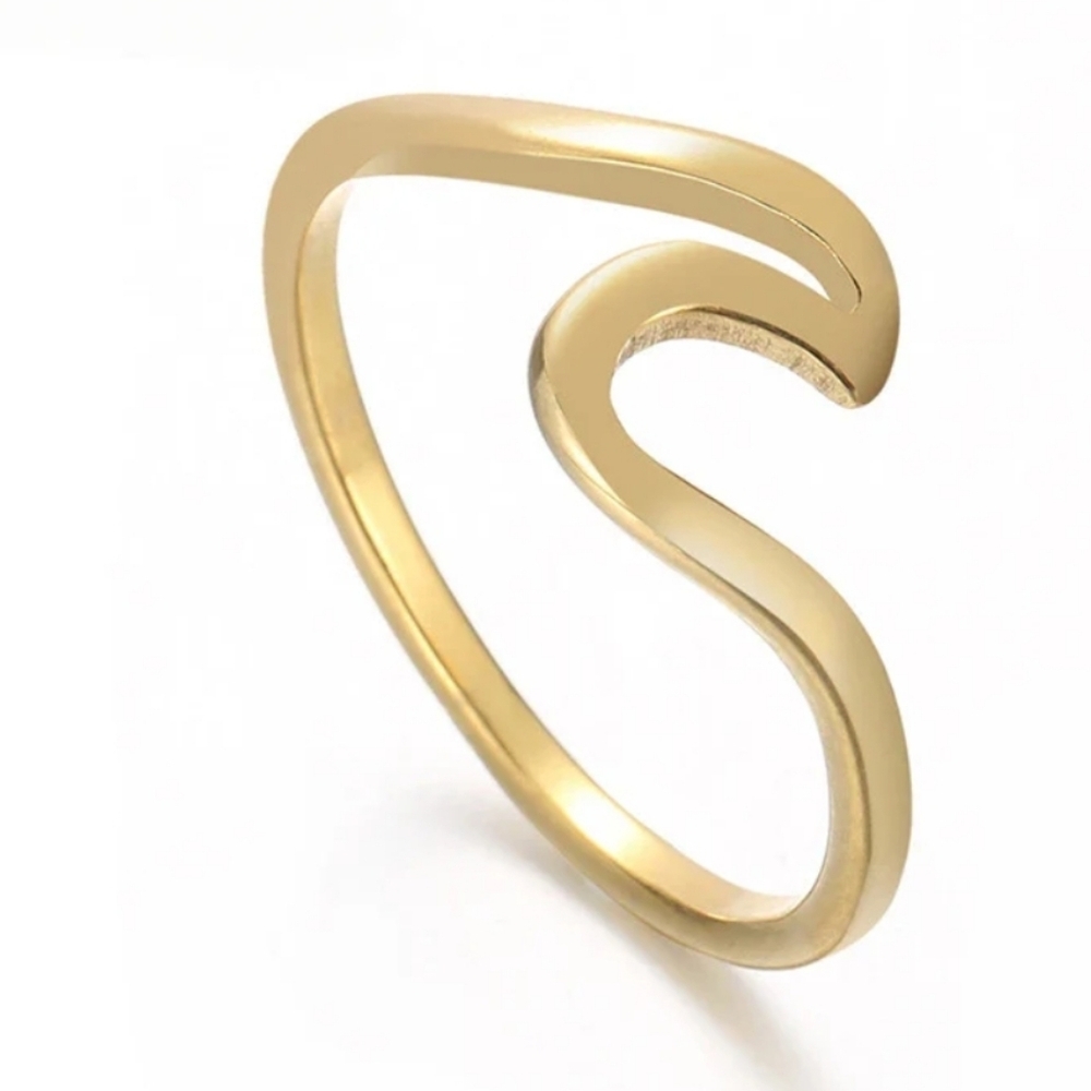 Gold Wave Open Band Ring - Brand Unspecified